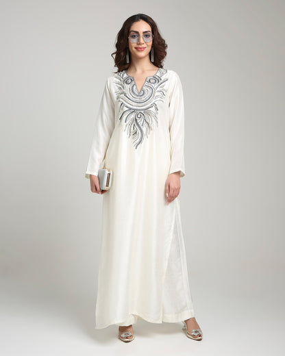 Cream Kaftan Kurta Set