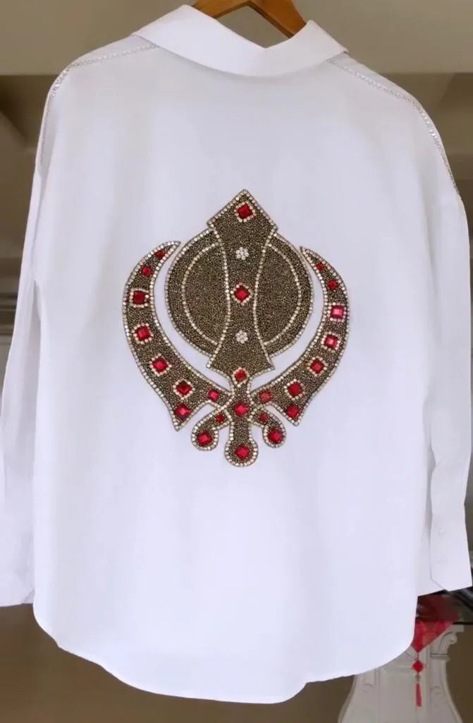 The KANDHA SHIRT WITH RED RHINESTONES