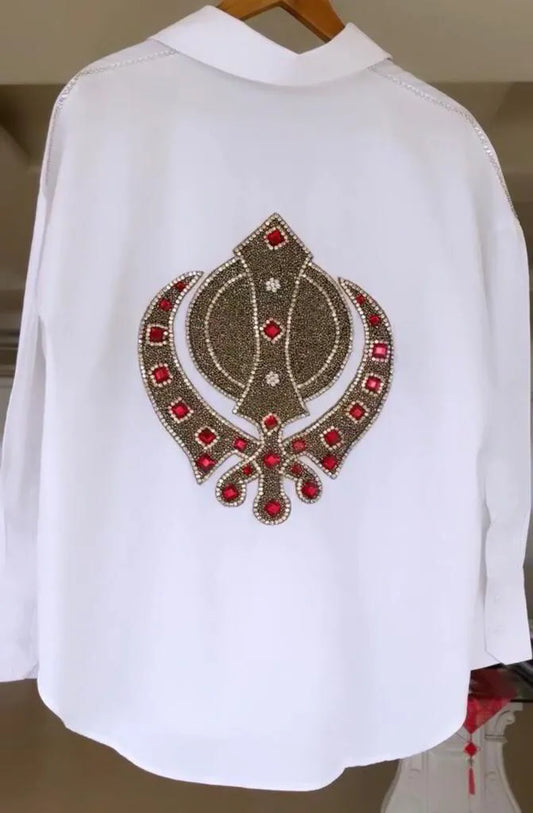 The KANDHA SHIRT WITH RED RHINESTONES